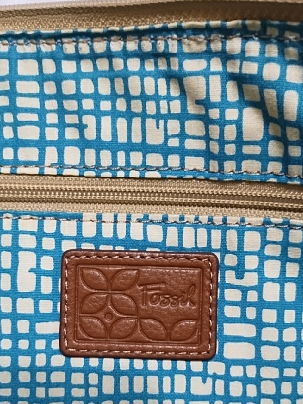 Fossil Vintage Floral Coated Canvas Crossbody Tote in Orange & Tan NWOT - Picture 8 of 8